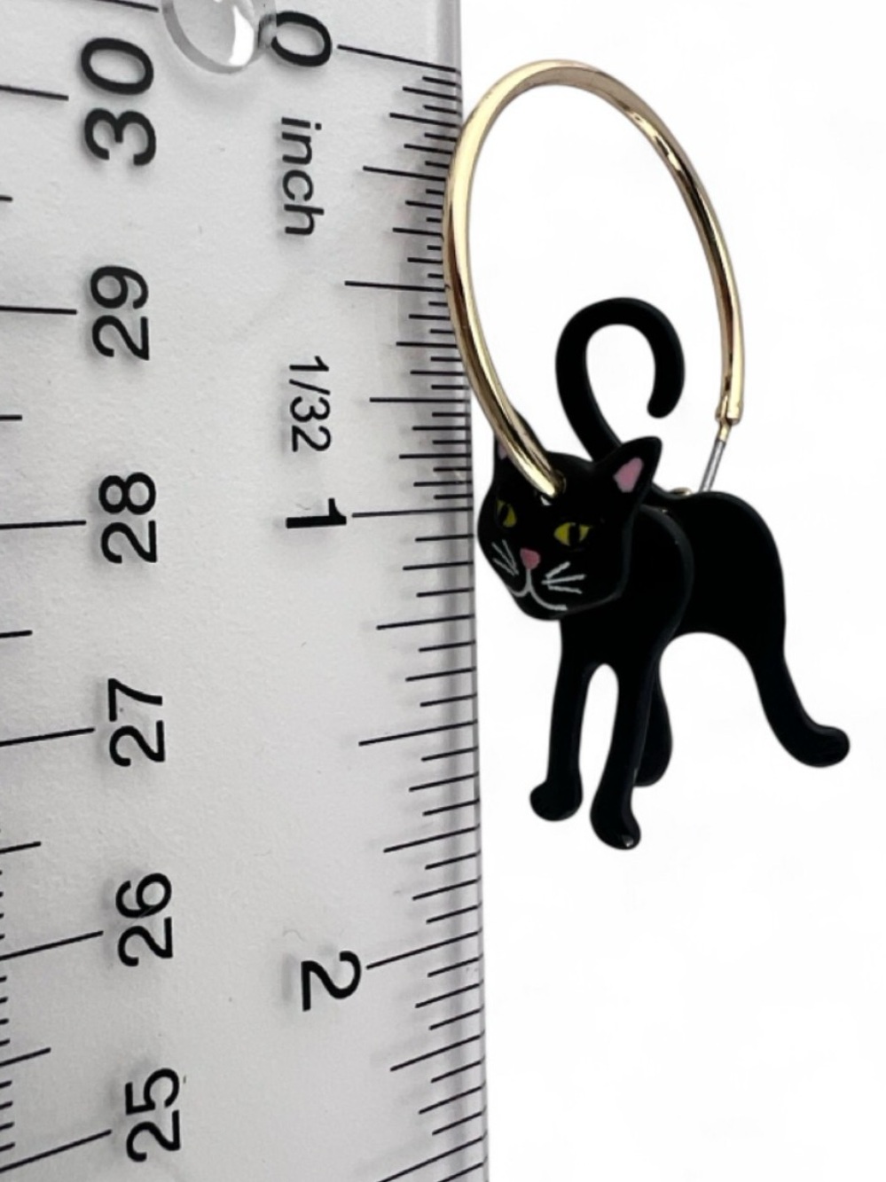 Black Cat Hoop Earrings - True to Form Black Cat Earrings - Picture 7 of 7